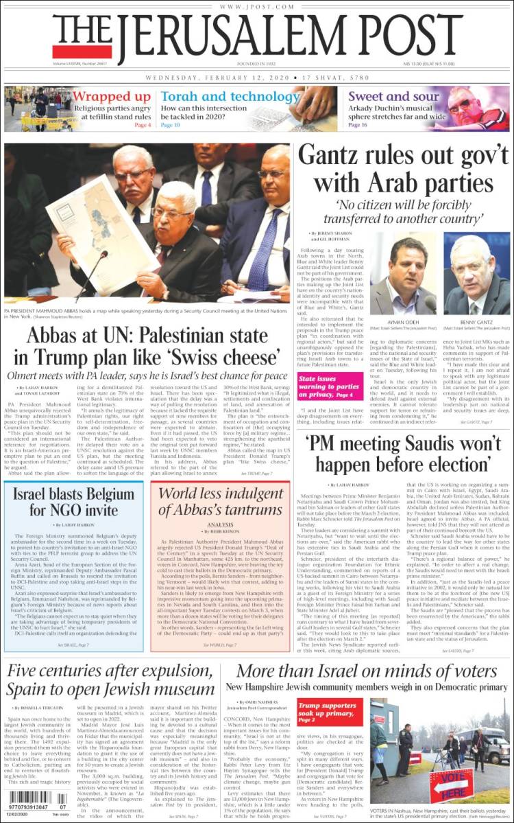 Portada de The Jerusalem Post (Israel)