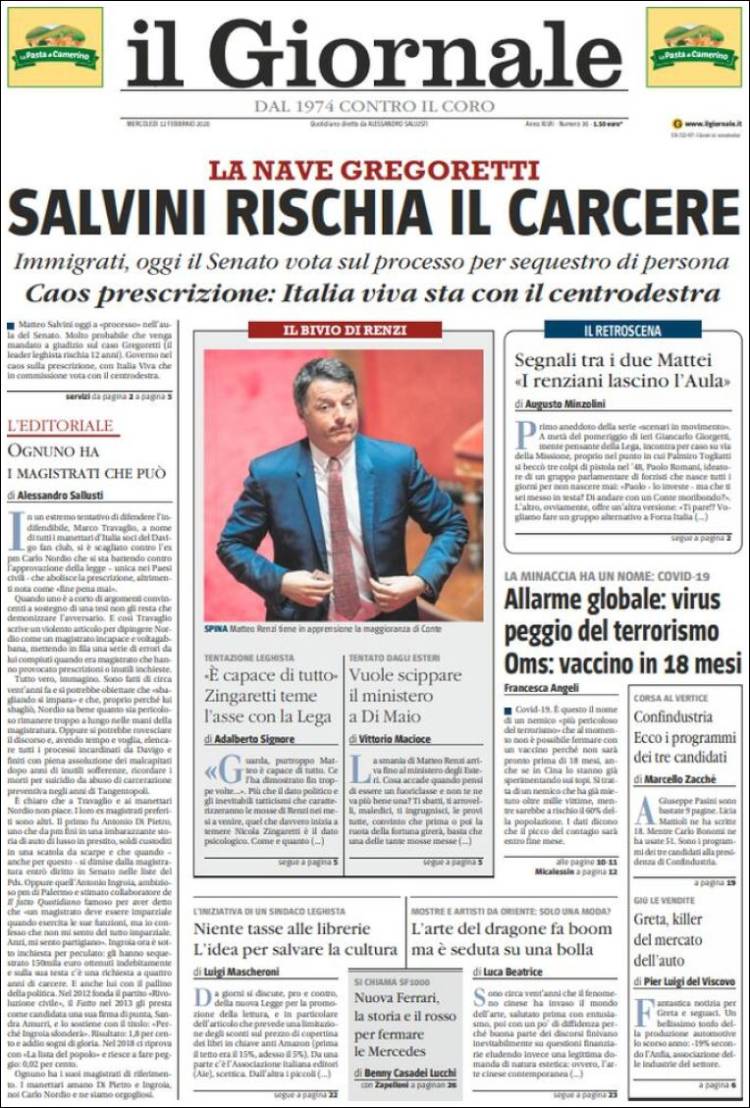 Portada de il Giornale (Italia)