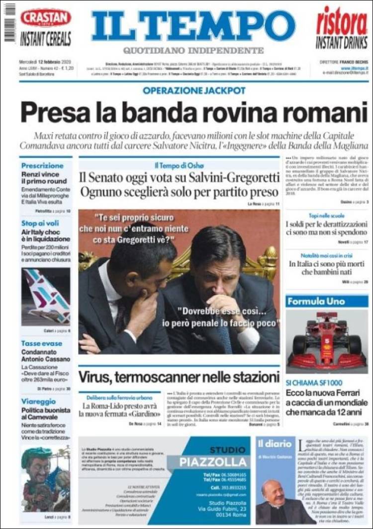 Portada de Il Tempo (Italia)