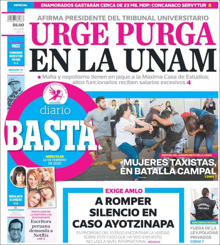 Portada de Diario Basta (México)