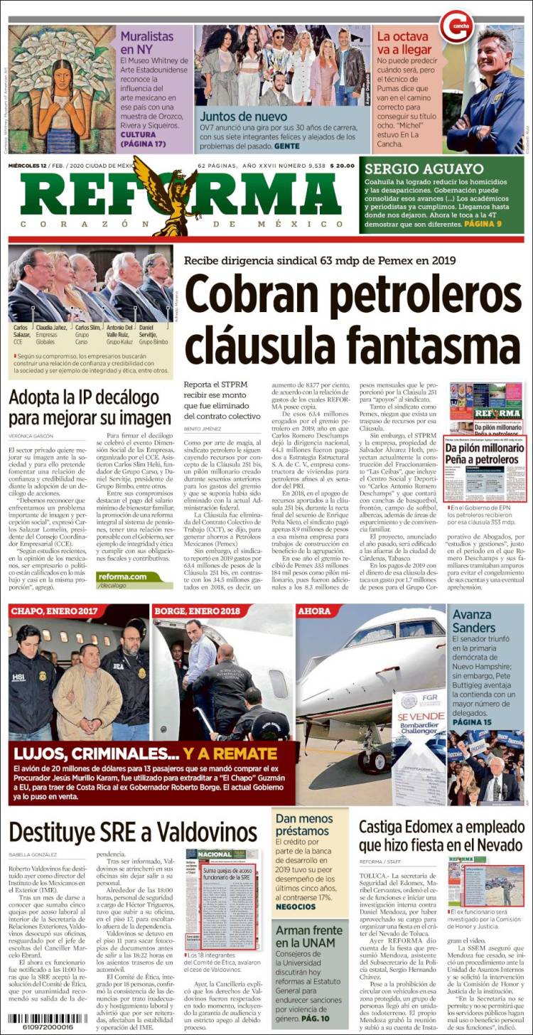 Portada de Reforma (México)