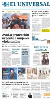 Portada de El Universal (México)