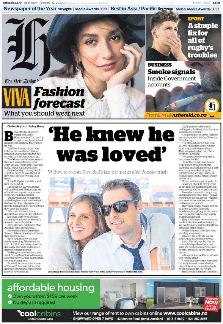 Portada de The New Zealand Herald (Nueva Zelanda)