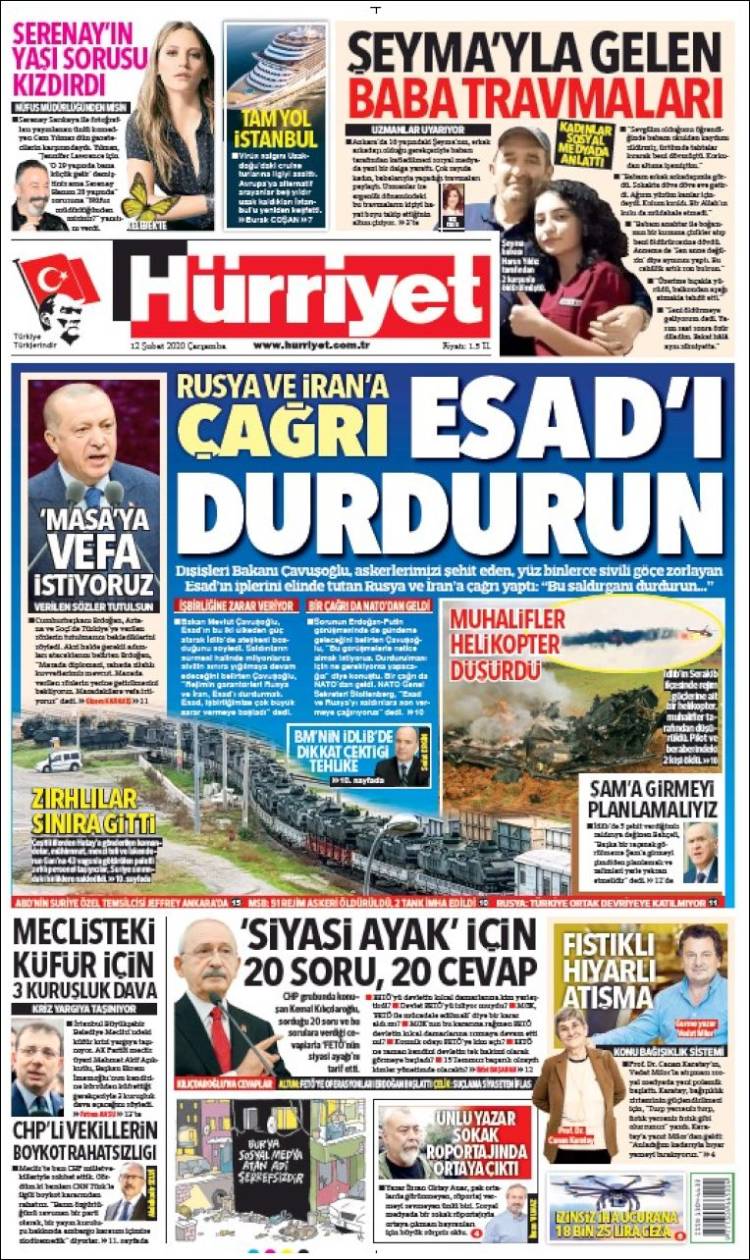 Portada de Hürriyet (Turqu&iacute;a)