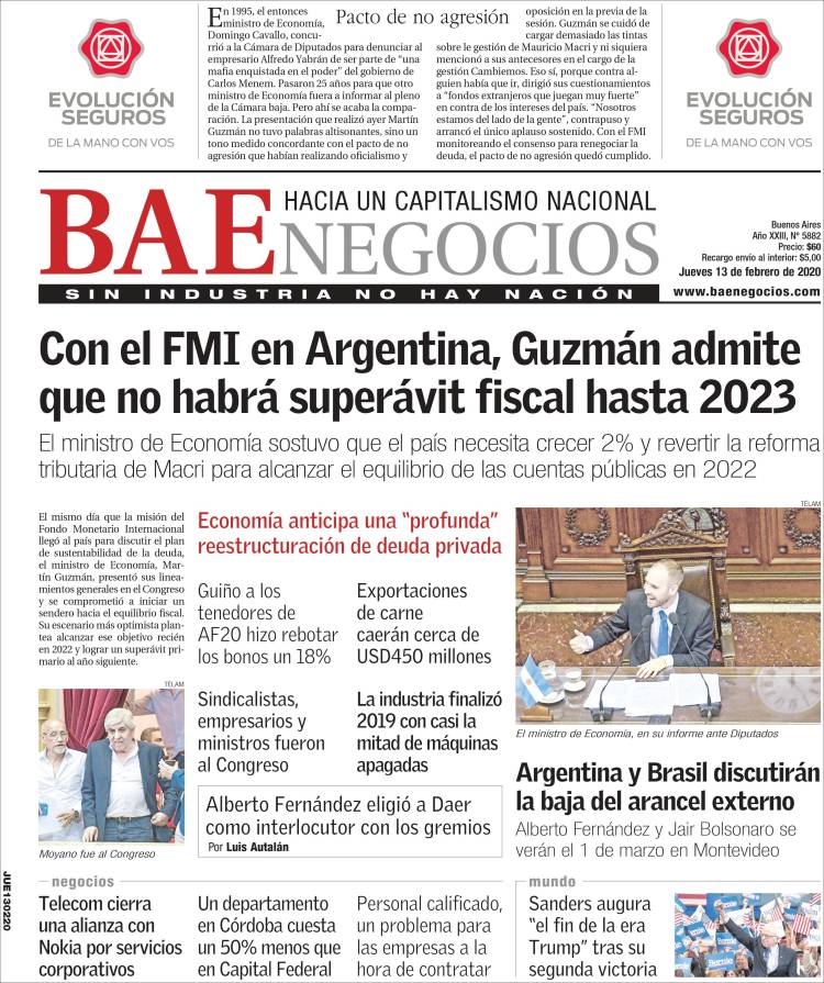 Portada de Buenos Aires Económico (Argentina)