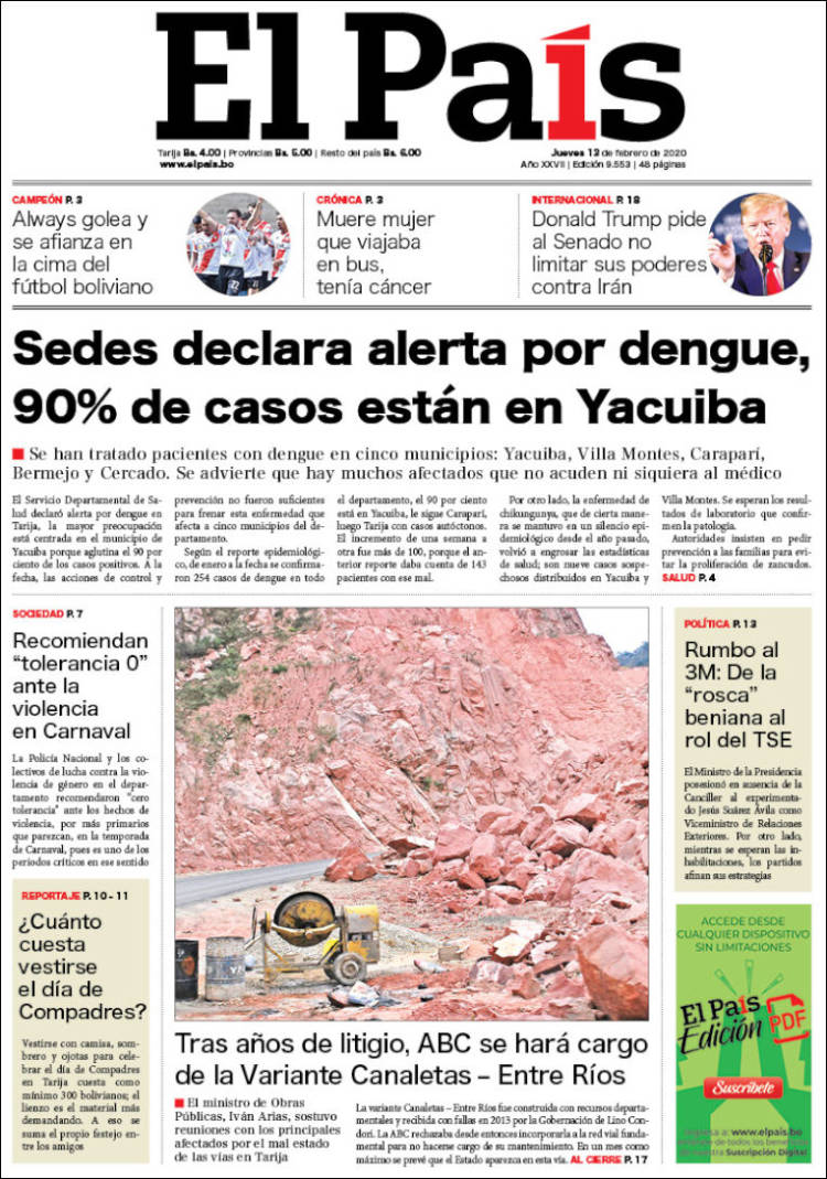 Portada de El País (Bolivia)
