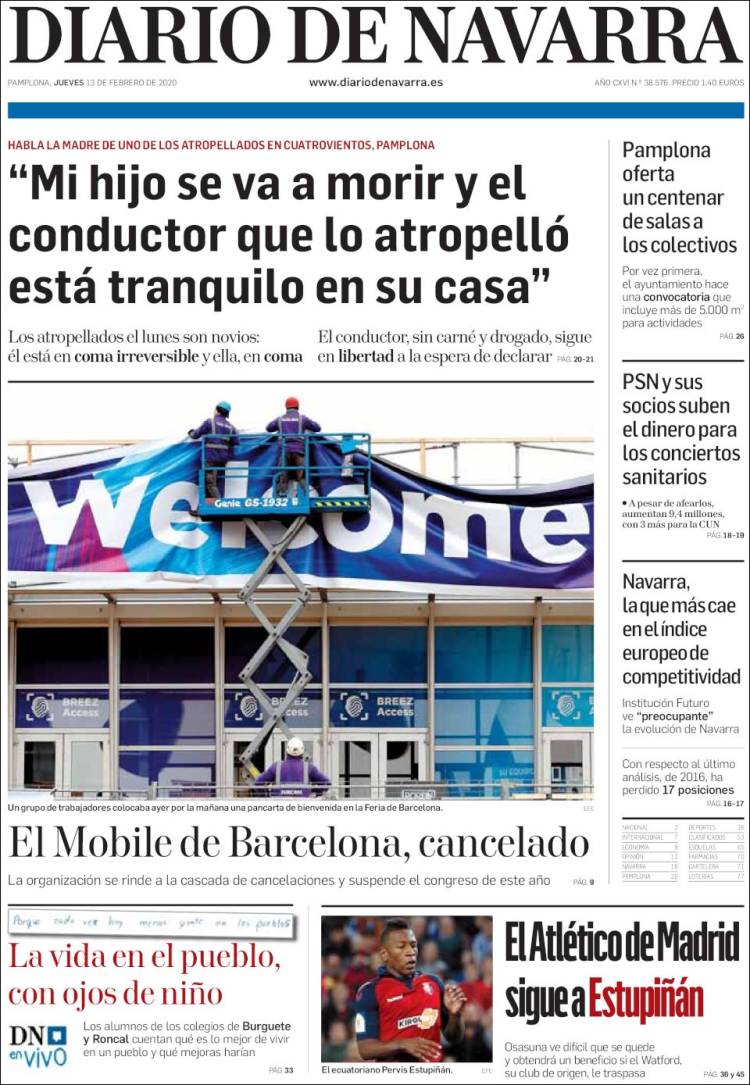 Portada de Diario de Navarra (Espa&ntilde;a)