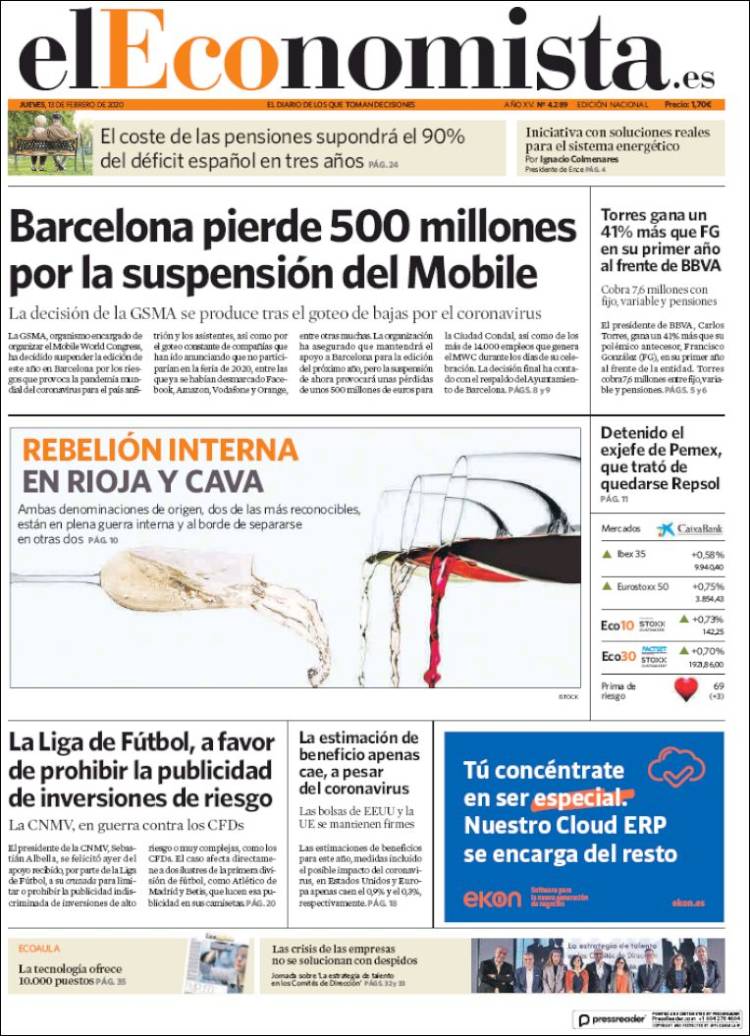Portada de El Economista (Espa&ntilde;a)