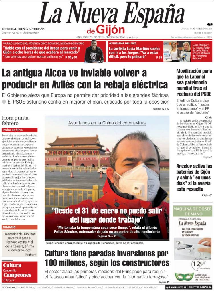 Portada de La Nueva España - Gijón (Espa&ntilde;a)