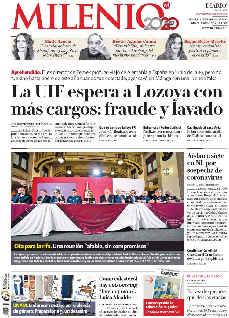 Portada de Milenio (Mexico)