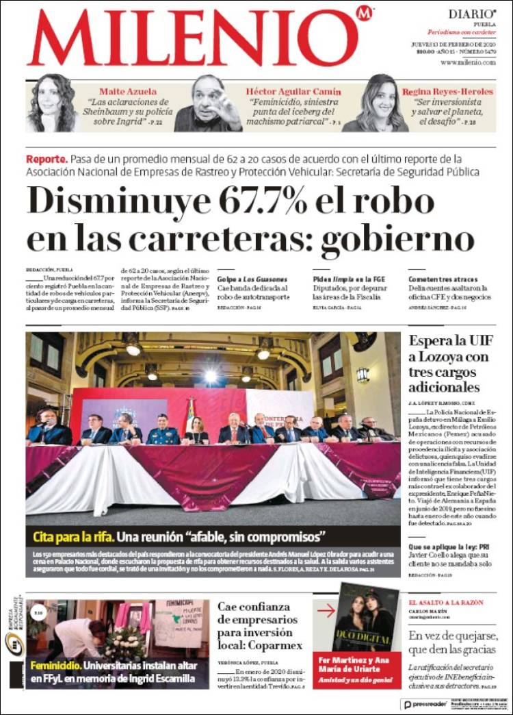 Portada de Milenio de Puebla (Mexico)