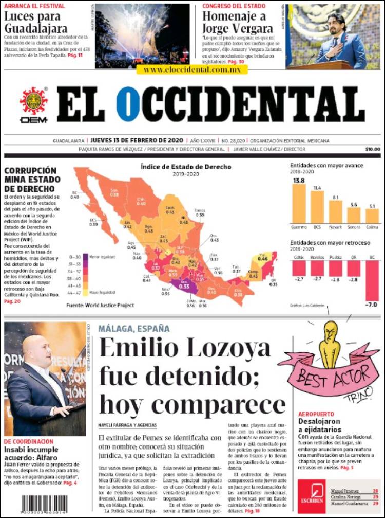 Portada de El Occidental (México)