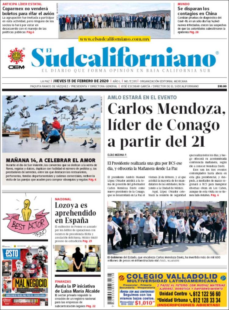 Portada de El Sudcaliforniano (México)