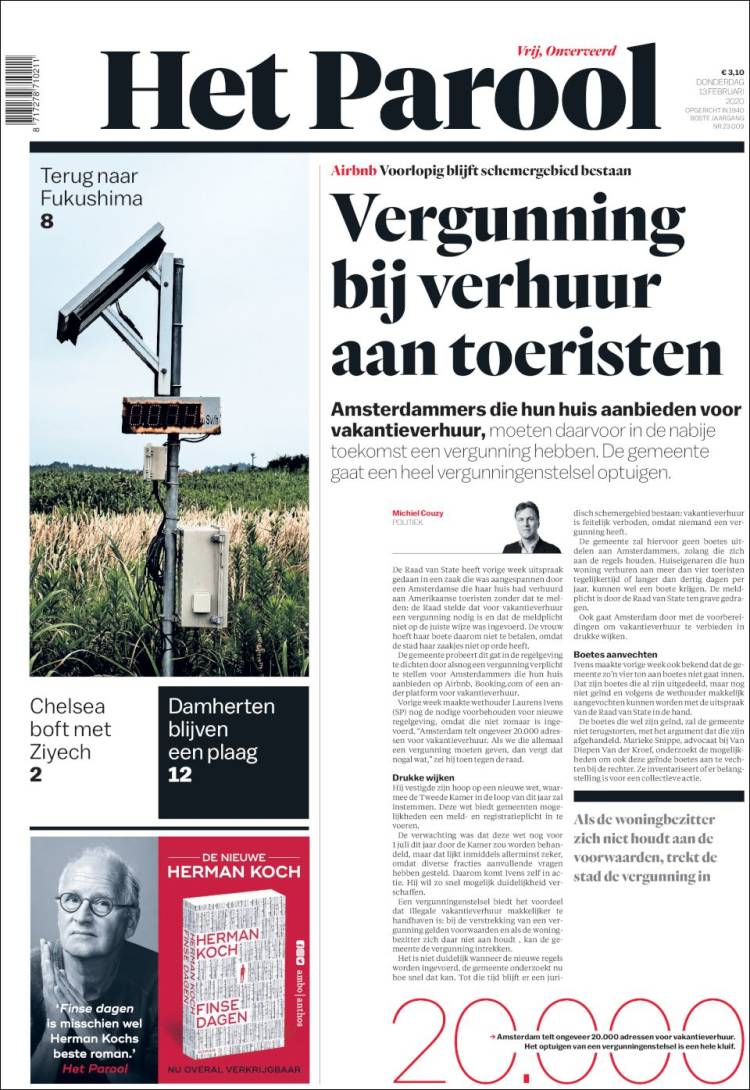Portada de Het Parool (Pa&iacute;ses Bajos)