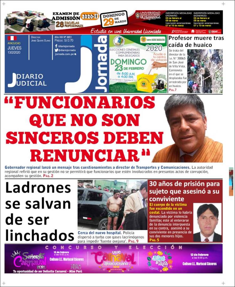 Portada de Diario Jornada (Perú)