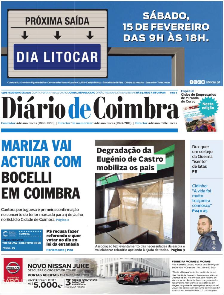 Portada de Diário de Coimbra (Portugal)