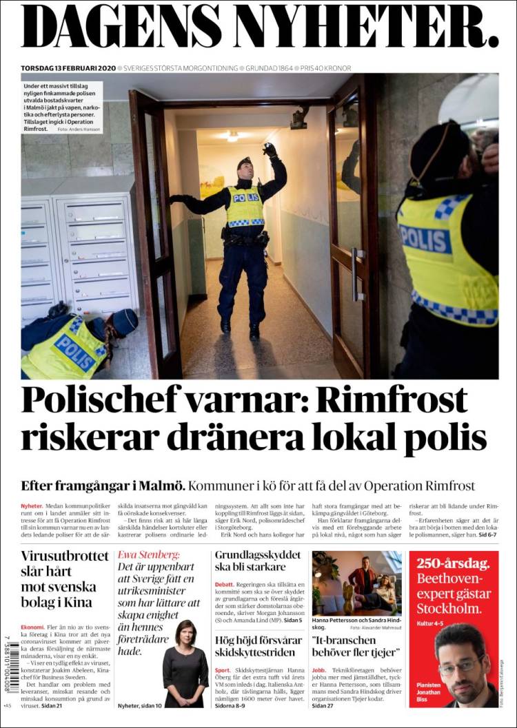 Portada de Dagens Nyheter (Suecia)