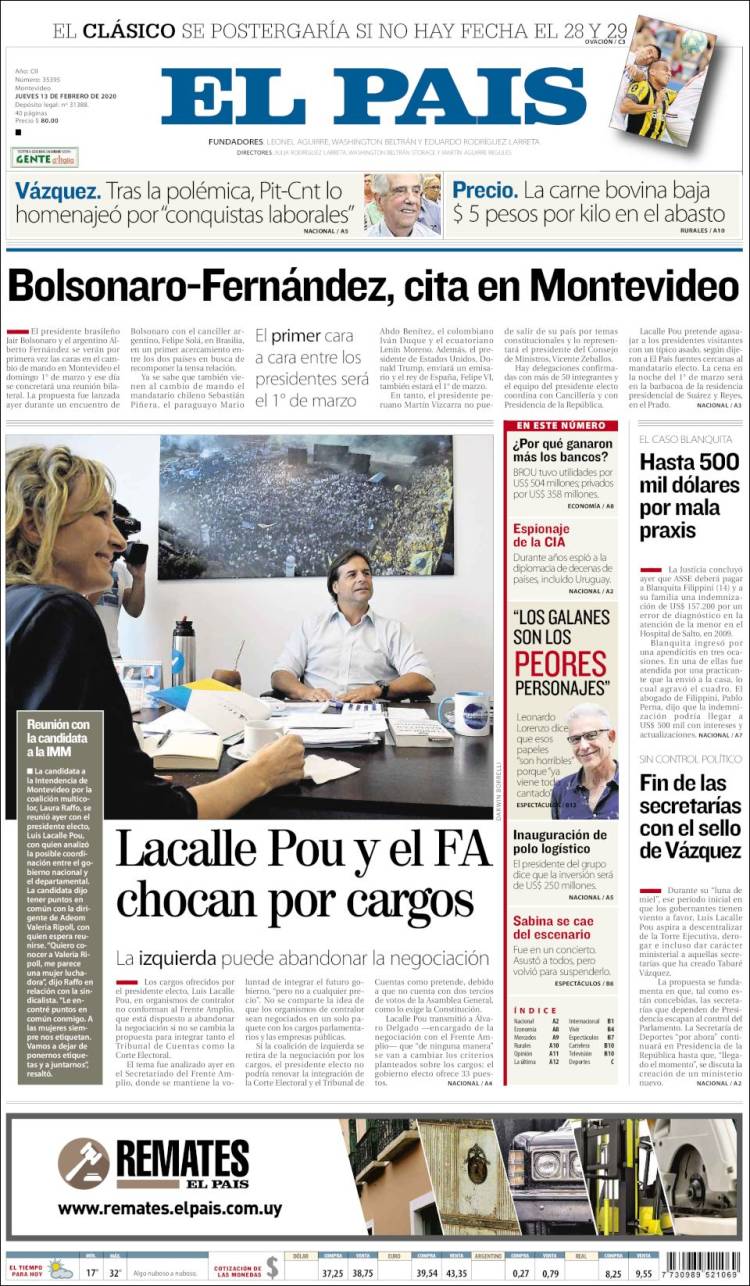 Portada de El País (Uruguay)
