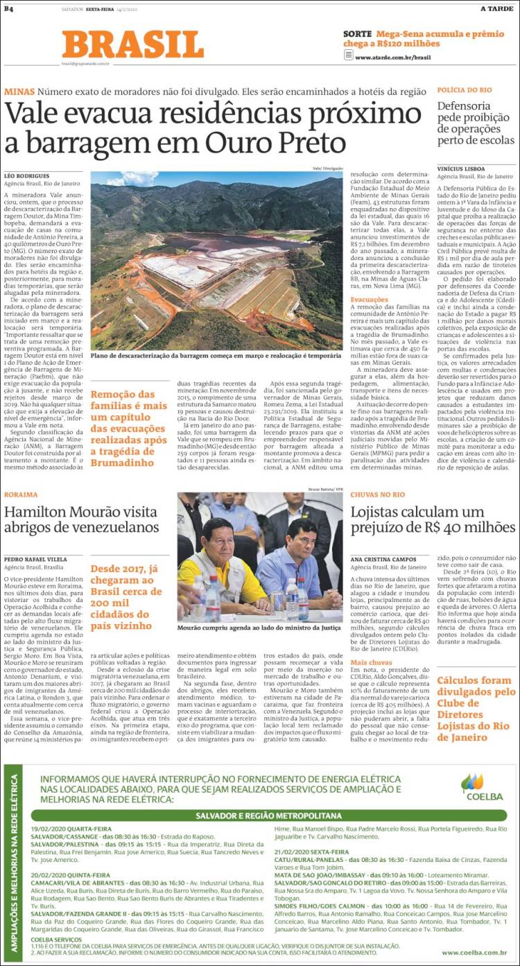 Portada de Diário A Tarde (Brasil)