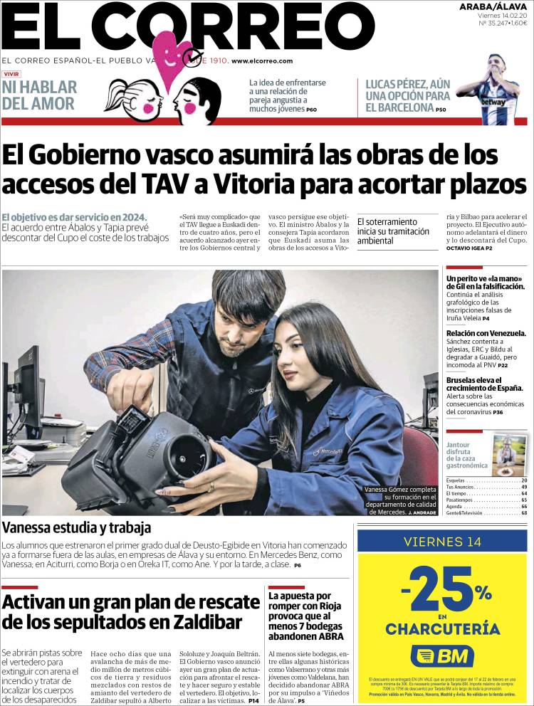 Portada de El Correo - Álava (España)