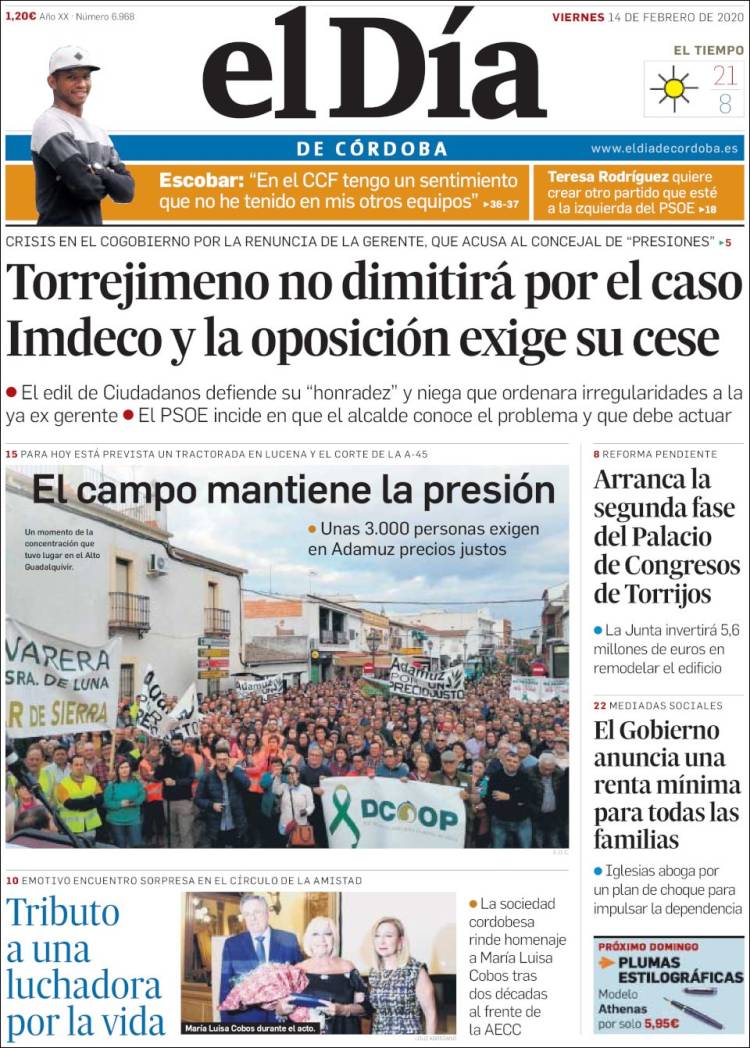 Portada de El Día de Córdoba (España)