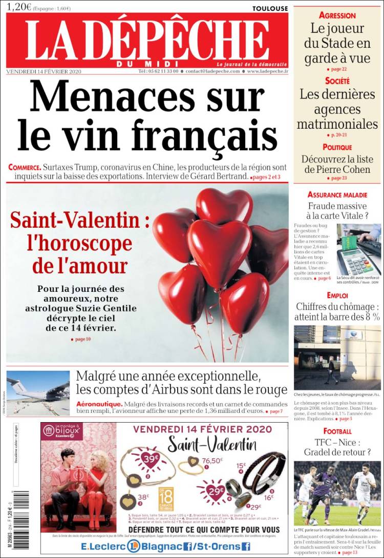 Portada de La Dépêche du Midi (Francia)