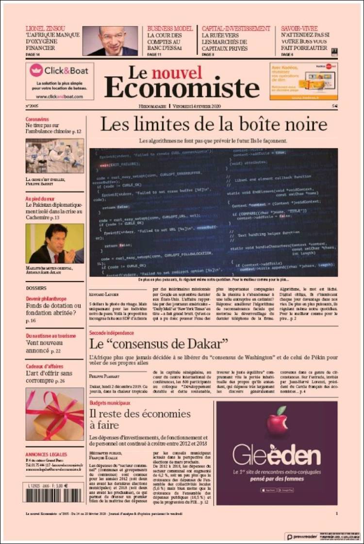 Portada de Le nouvel Economiste (Francia)