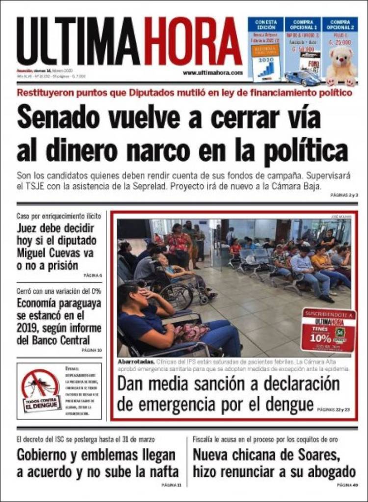 Portada de Última Hora (Paraguay)