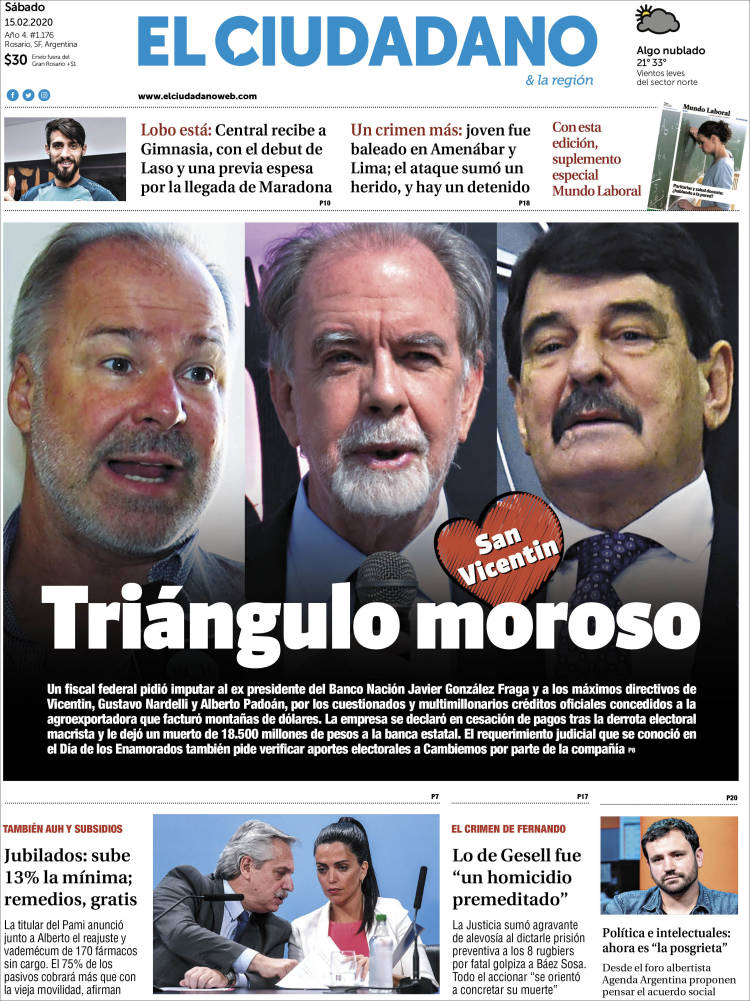 Portada de Diario El Ciudadano (Argentina)