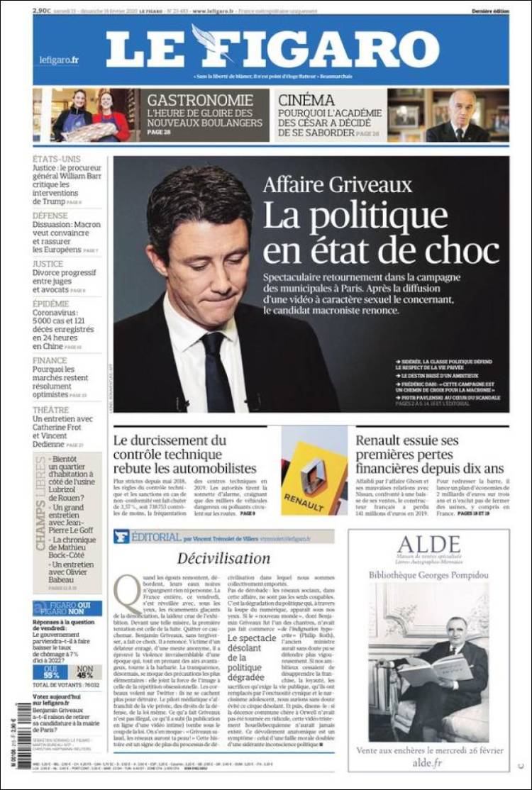 Portada de Le Figaro (Francia)