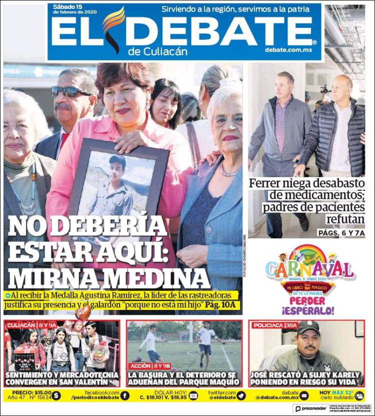 Portada de El Debate de Culiacán (México)