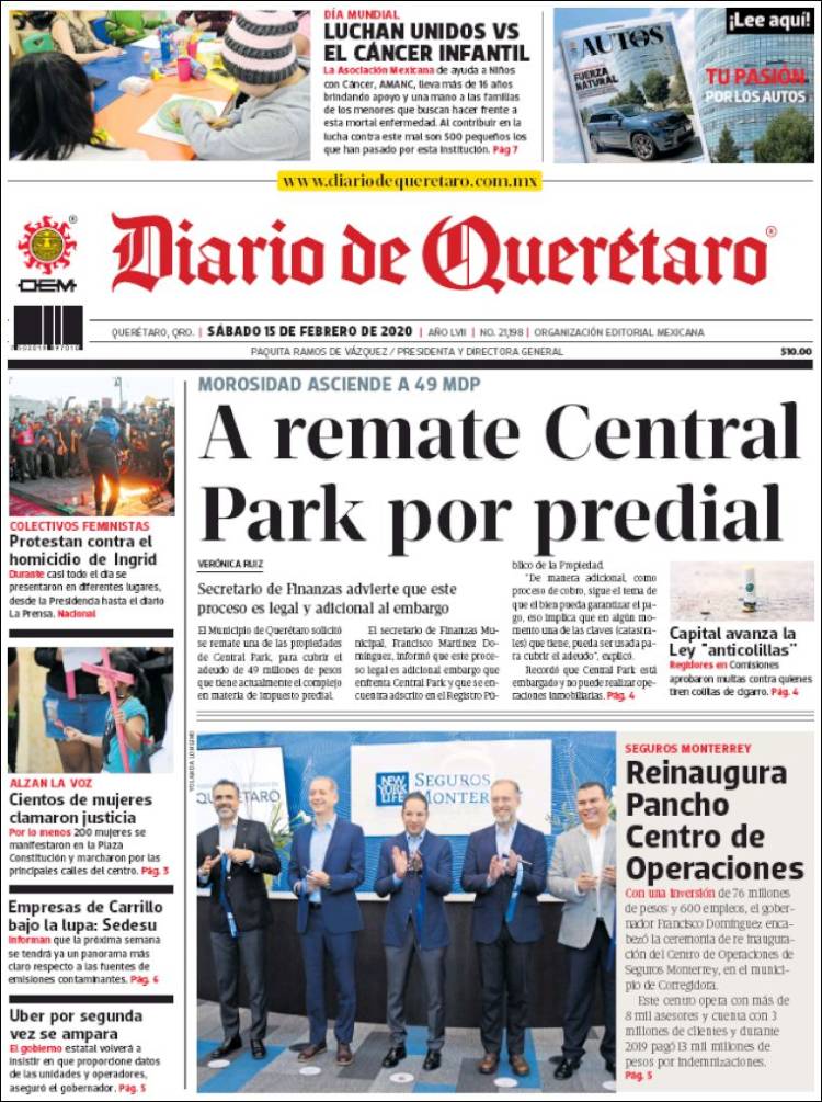 Portada de Diario de Querétaro (México)