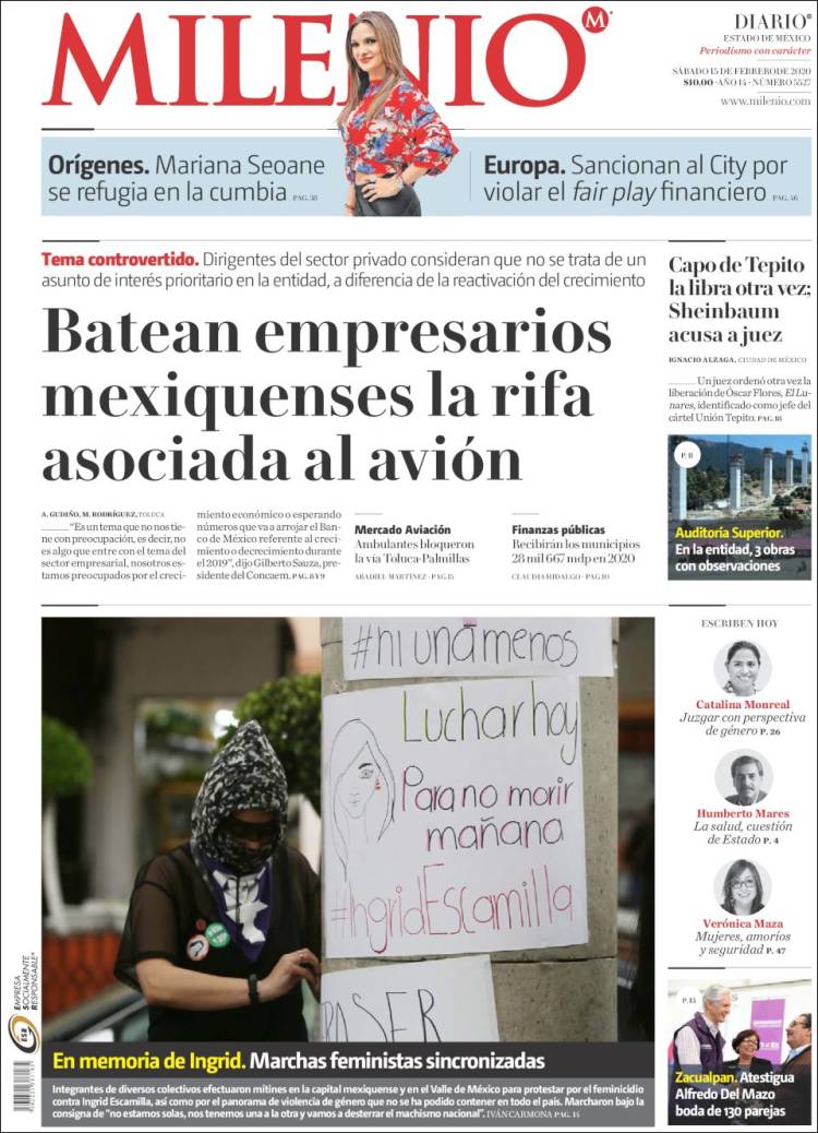 Portada de Milenio - Estado de México (México)