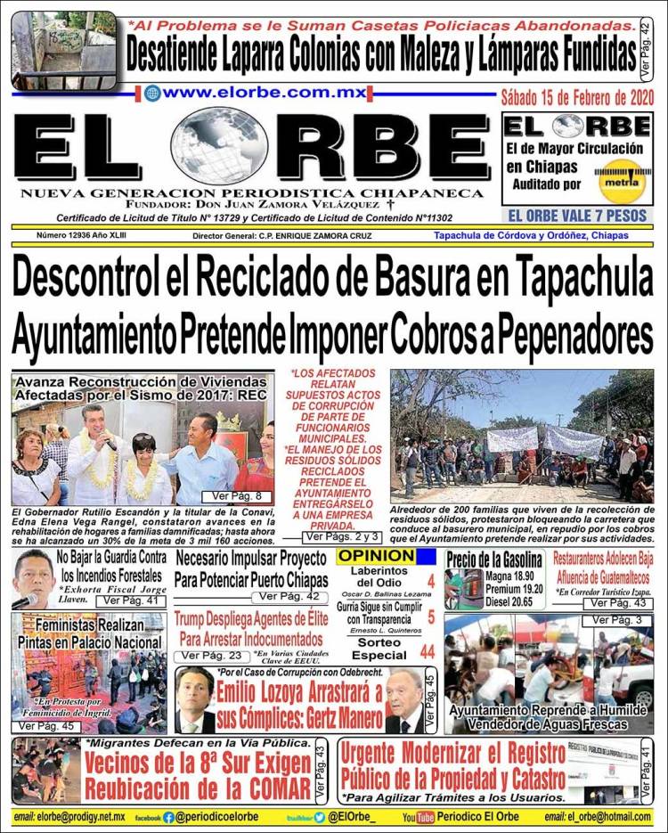 Portada de El Orbe (México)