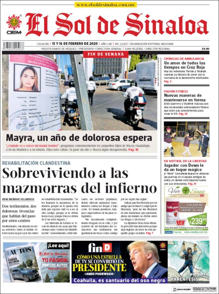 Portada de El Sol de Sinaloa (México)