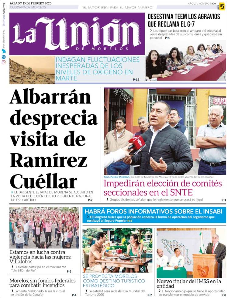 Portada de La Unión de Morelos (México)