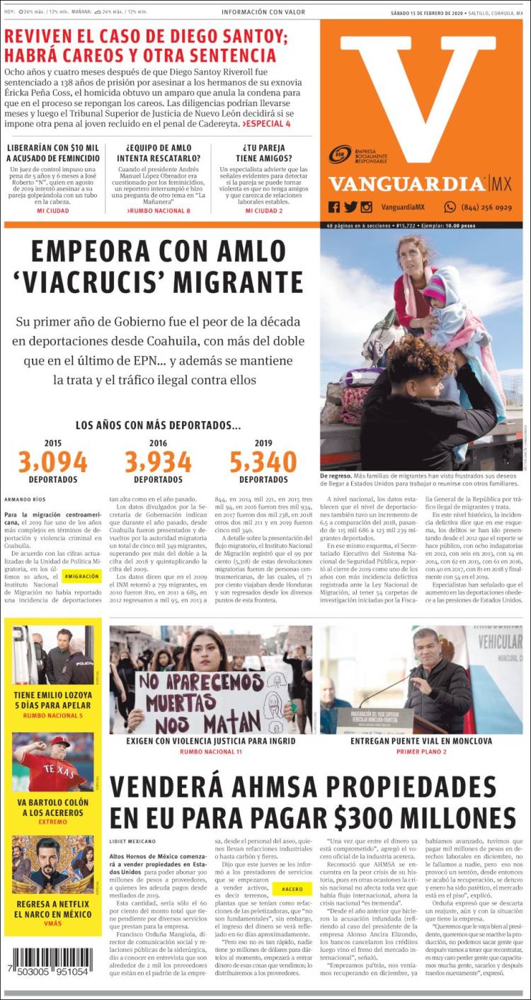 Portada de Vanguardia (México)