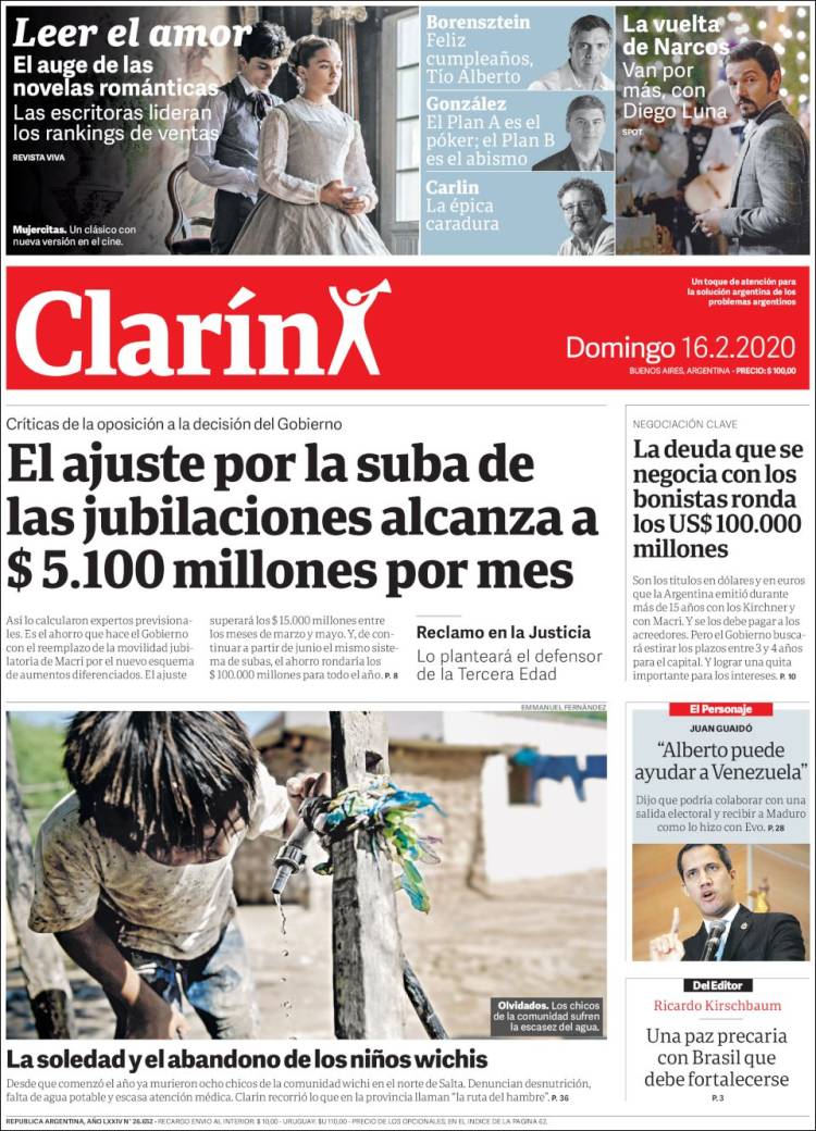 Portada de Clarín (Argentina)