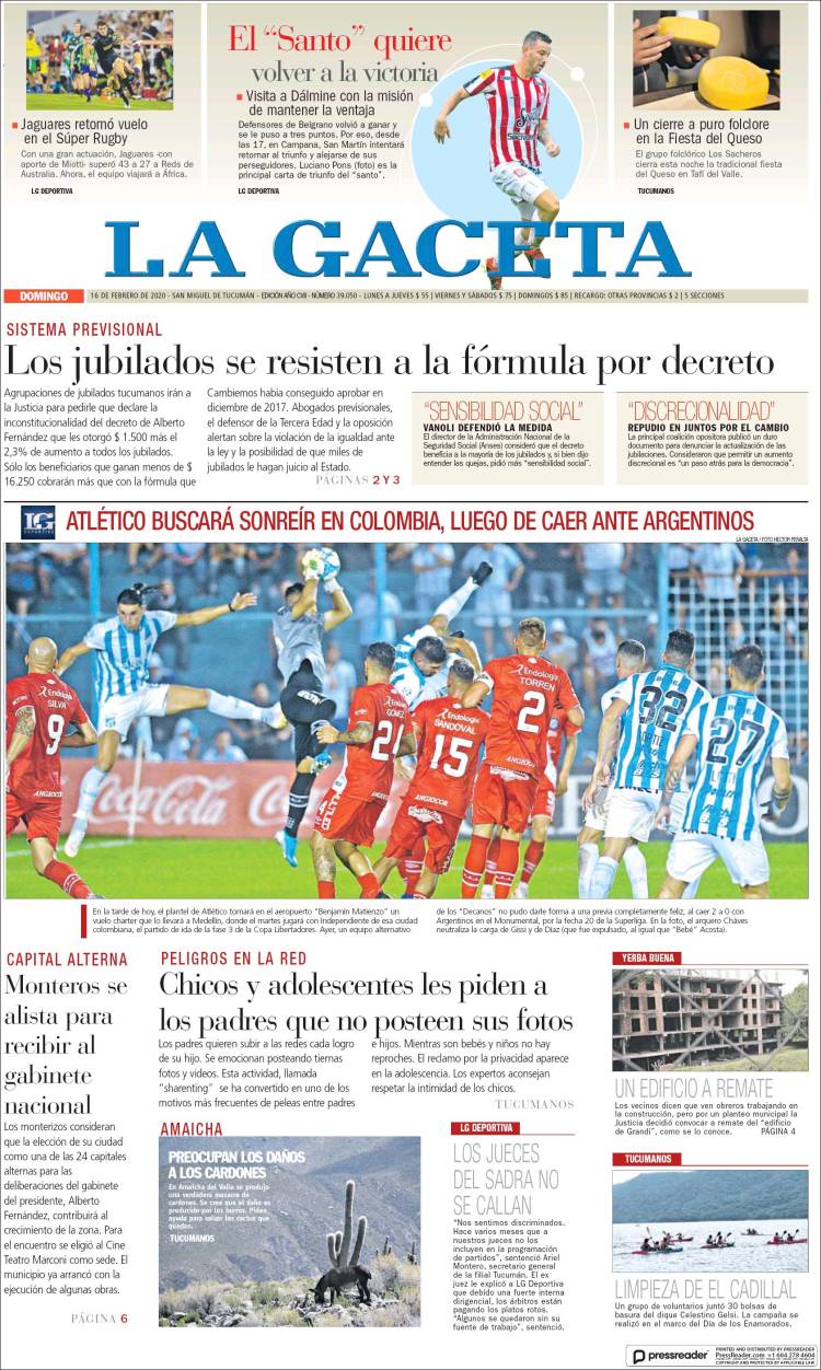 Portada de La Gaceta (Argentina)