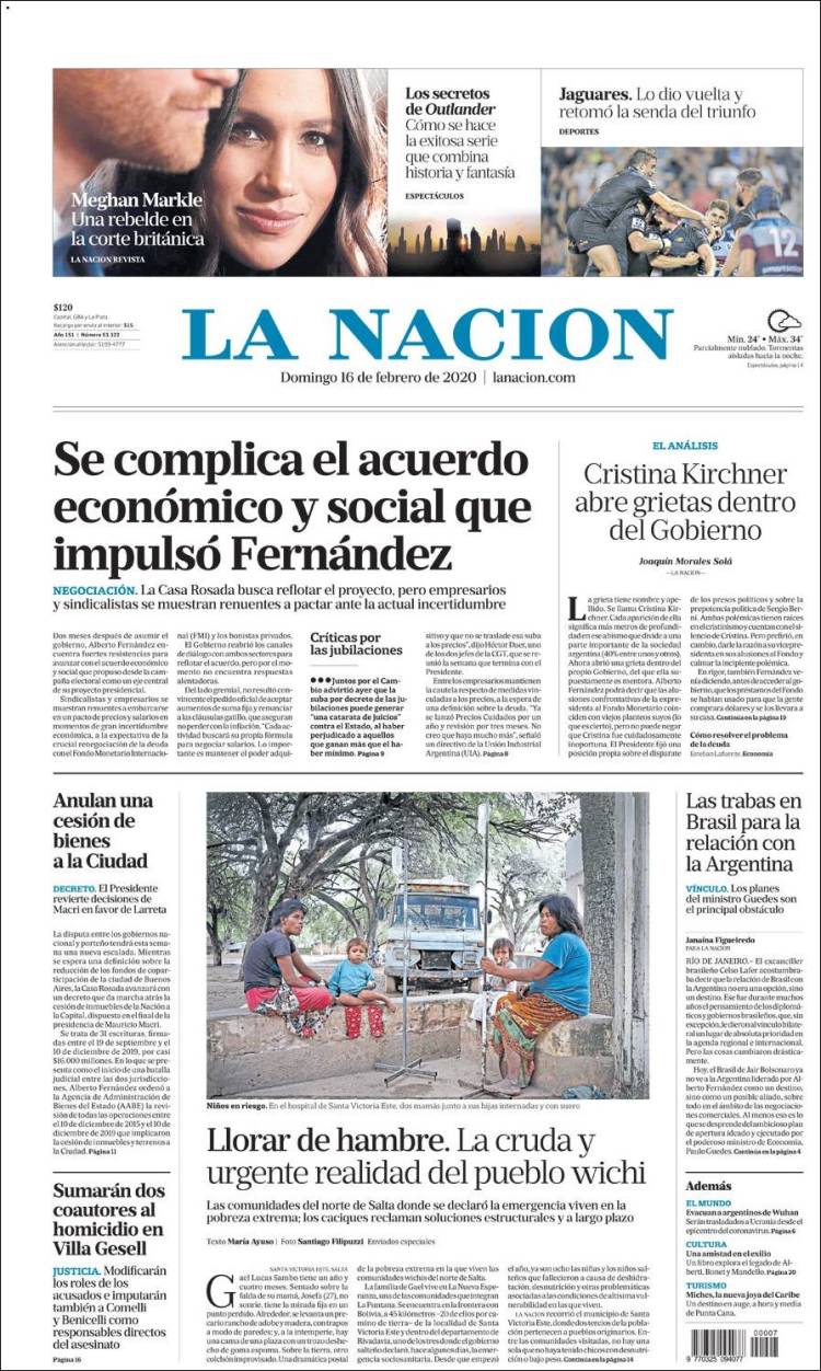Portada de La Nación (Argentina)