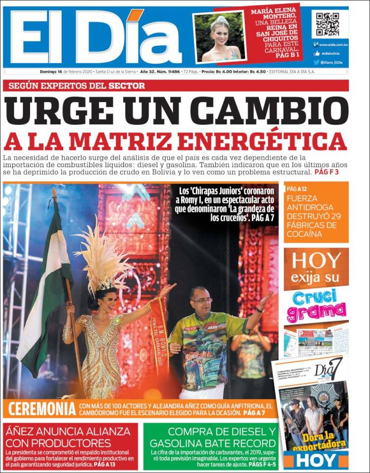 Portada de El Día (Bolivia)