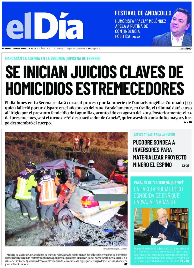 Portada de El Día (Chile)