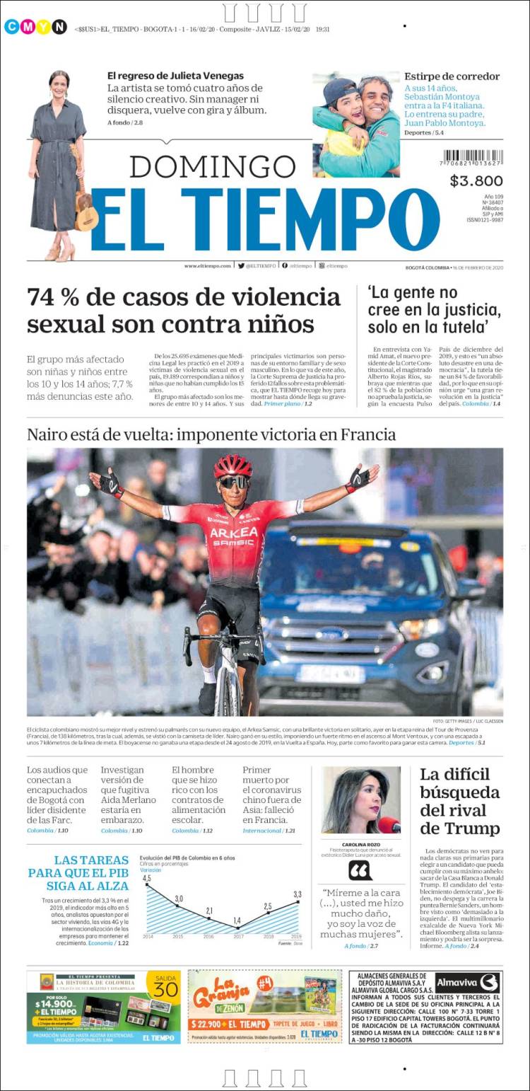 Portada de El Tiempo (Colombia)