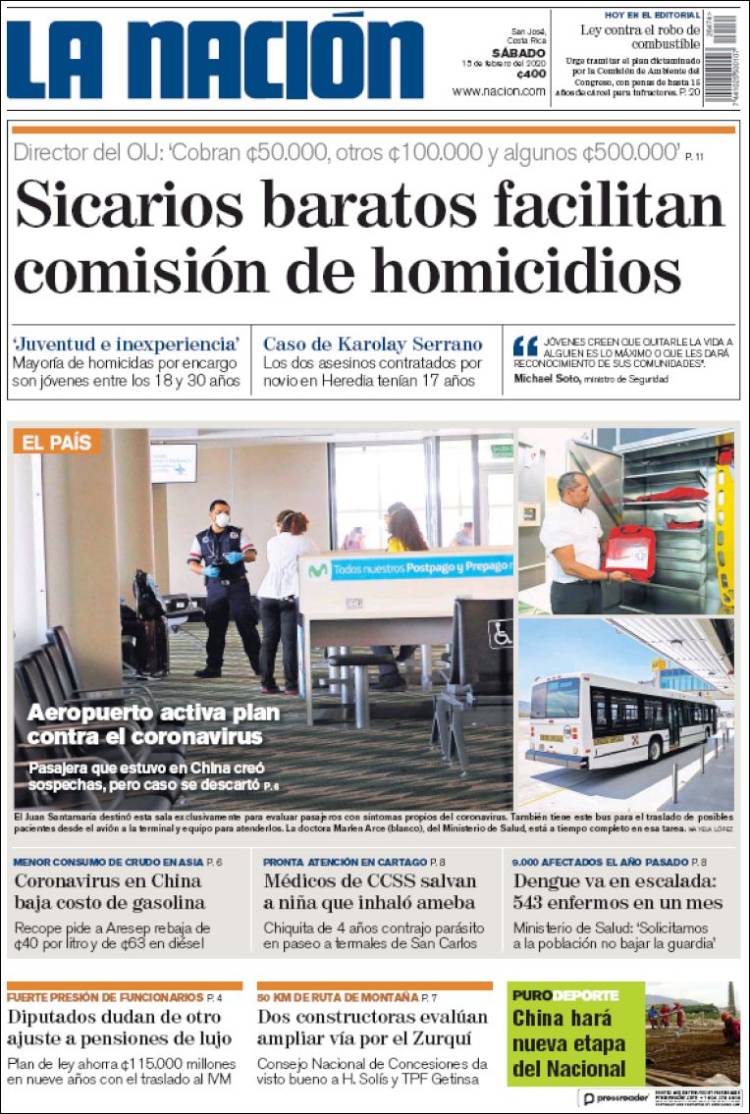 Portada de La Nación - Costa Rica (Costa Rica)