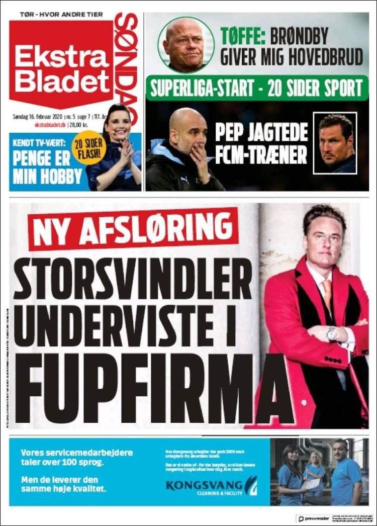 Portada de Ekstra Bladet (Dinamarca)