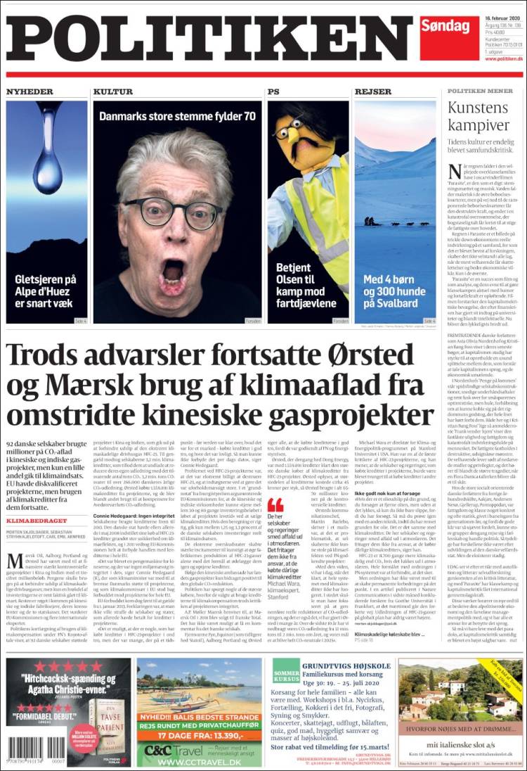 Portada de Politiken (Dinamarca)