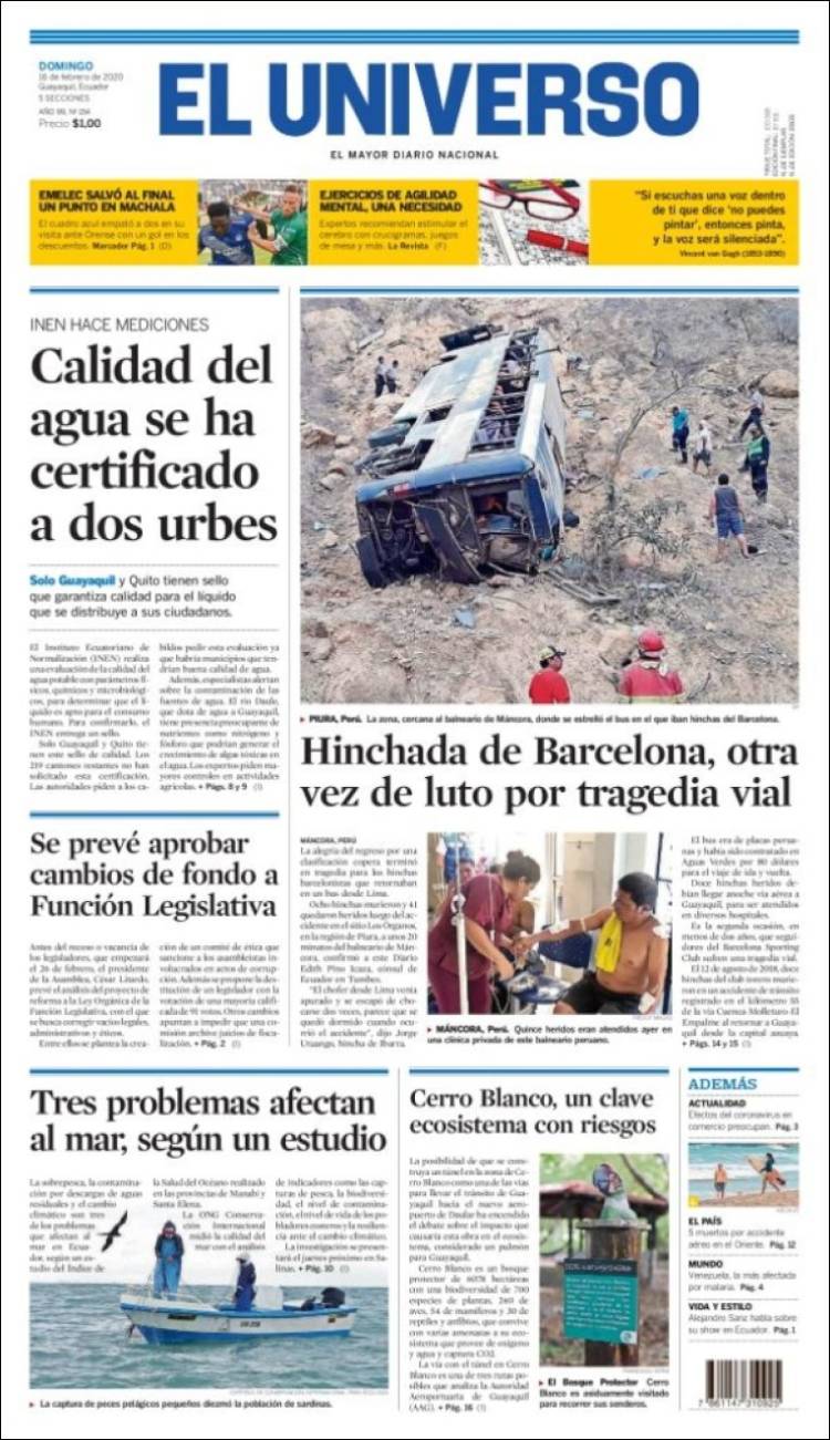 Portada de El Universo - Ecuador (Ecuador)