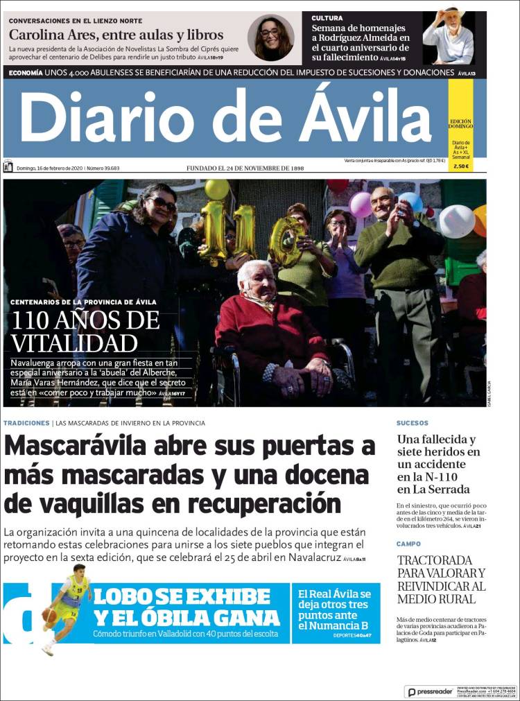 Portada de Diario de Ávila (España)