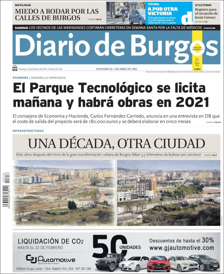 Portada de Diario de Burgos (España)