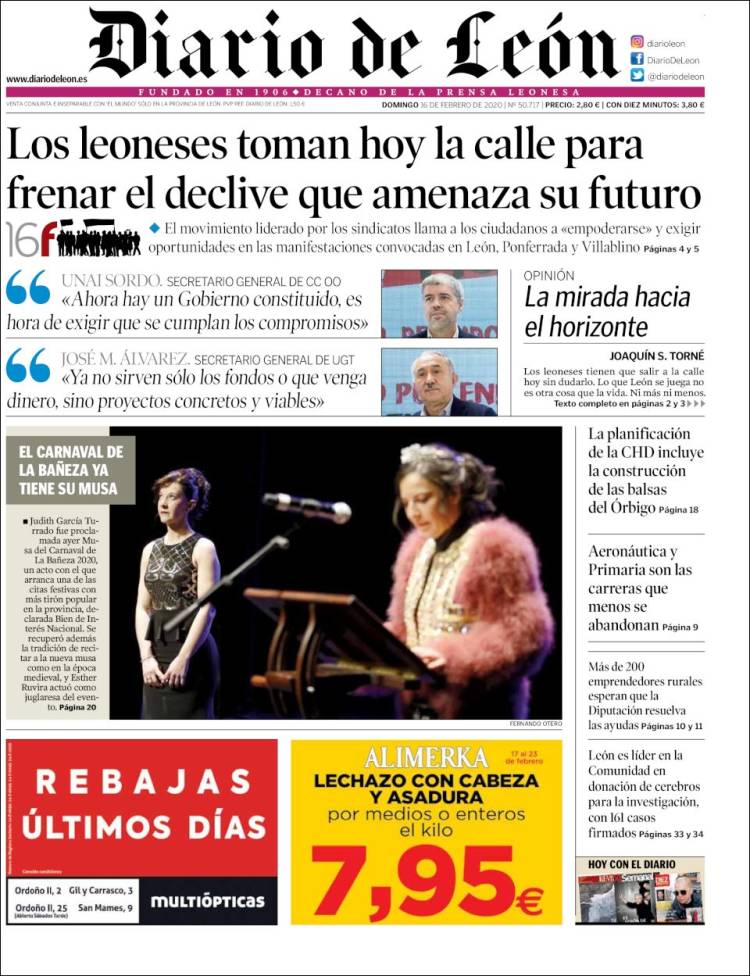 Portada de Diario de León (España)